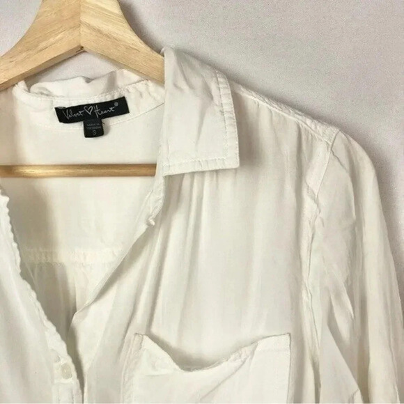 Velvet Heart White Lightweight Long Sleeve Button Down S - Picture 4 of 4